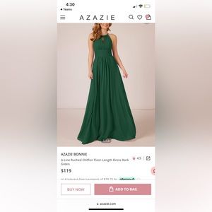 Azazie Bonnie bridesmaid dress - dark green (size A2)